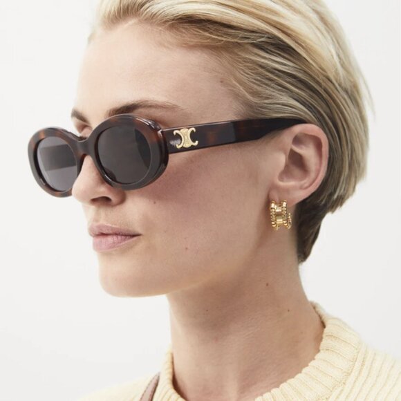 Celine Triomphe Oval Sunglasses in Havana - Picture 1 of 5